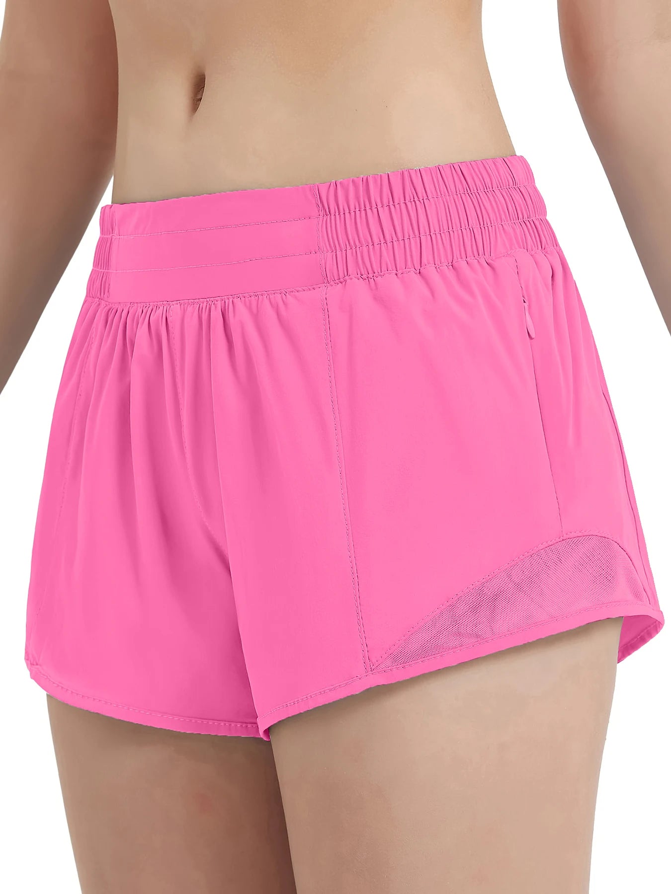 Women’s Quick-Dry Athletic Shorts – High Waist, Zipper Pockets
