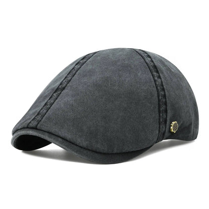 Men’s Washed Cotton Flat Cap – Lightweight Casual Style