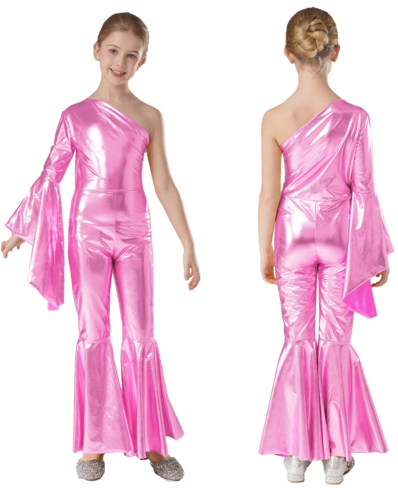 Girls’ Metallic Bell Bottom Jumpsuit – Retro Theme Night Costume
