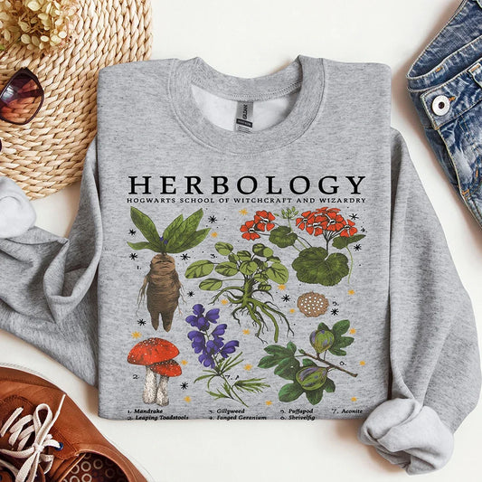 Women's Botanical Graphic Sweatshirt – Retro Academia Pullover – black2 – XL