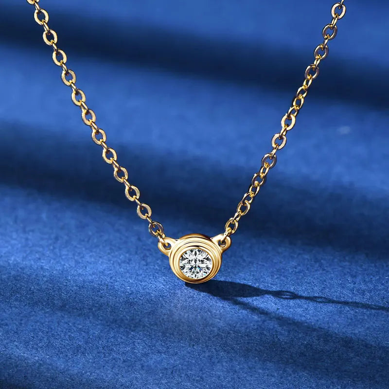 Women’s Sterling Silver Moissanite Pendant Necklace – 3mm D-Color Stone