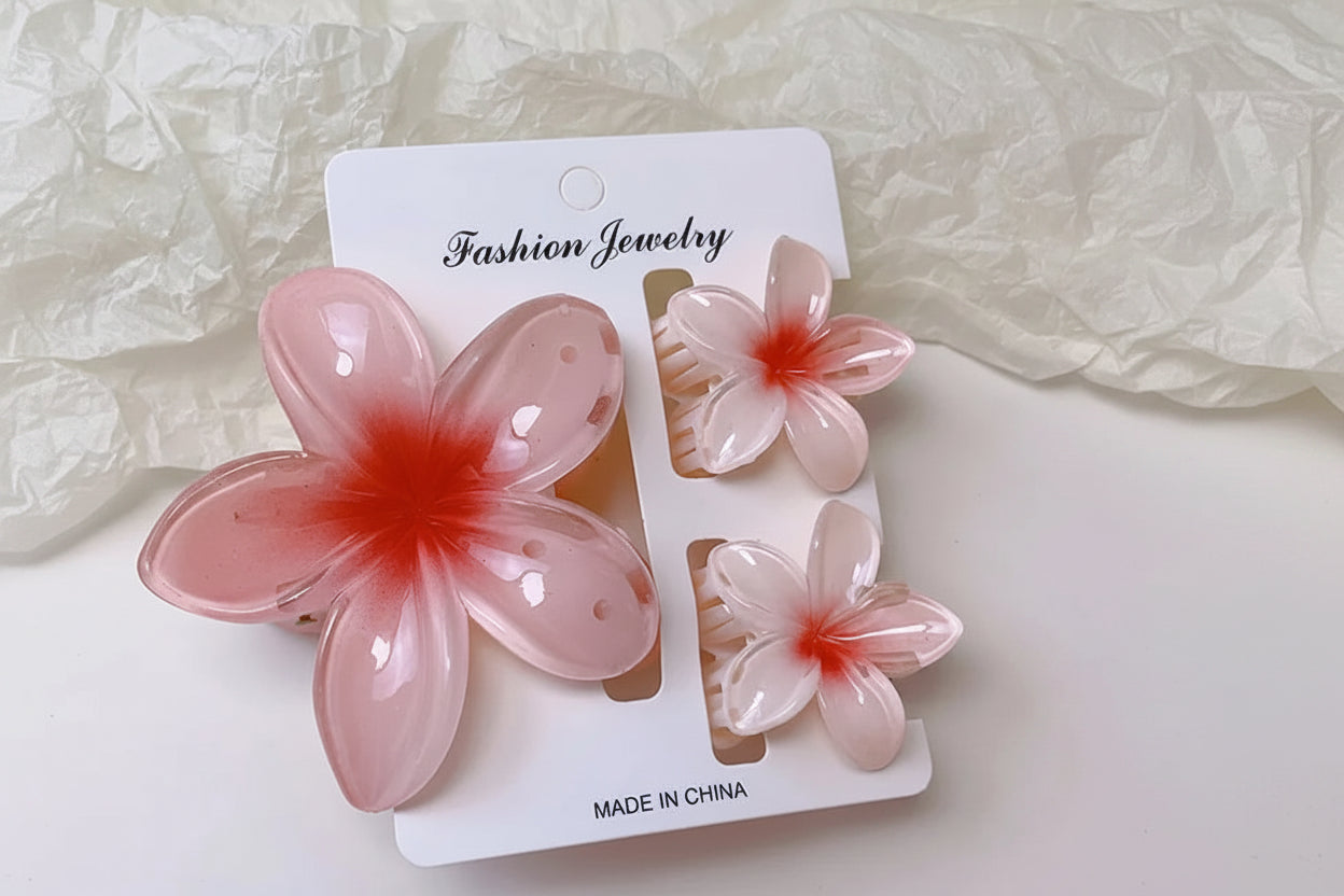 3-Piece Tropical Flower Hair Claw Clip Set