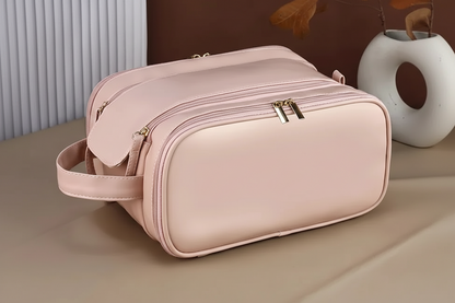 Large Travel Makeup Organizer Bag – Double Zipper Storage