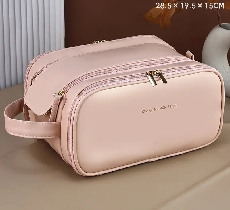 Large Travel Makeup Organizer Bag – Double Zipper Storage