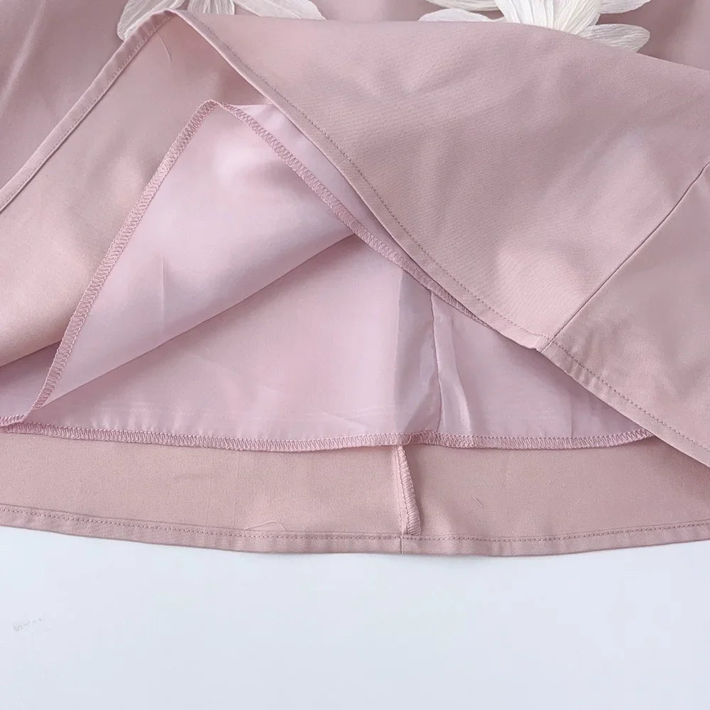 Girls’ 3D Flower A-Line Dress – Sleeveless, Knee Length