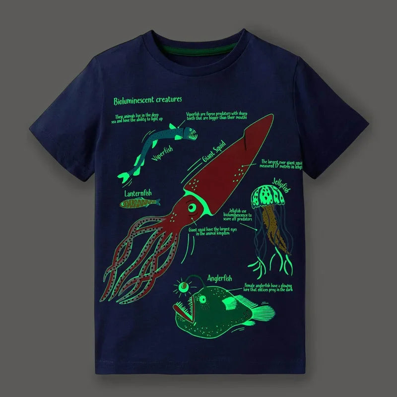 Kids Glow-in-the-Dark Shark & Dinosaur T-Shirt