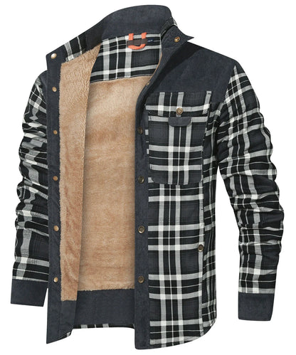 Men's Jackets Winter Windproof Warm Casual Bomber Coat Plaid Sherpa Lined Flannel Outdoor Classic Jacket Men US Size