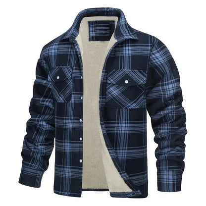 Men’s Fleece-Lined Plaid Jacket – Casual Flannel Work Coat (S–5XL)