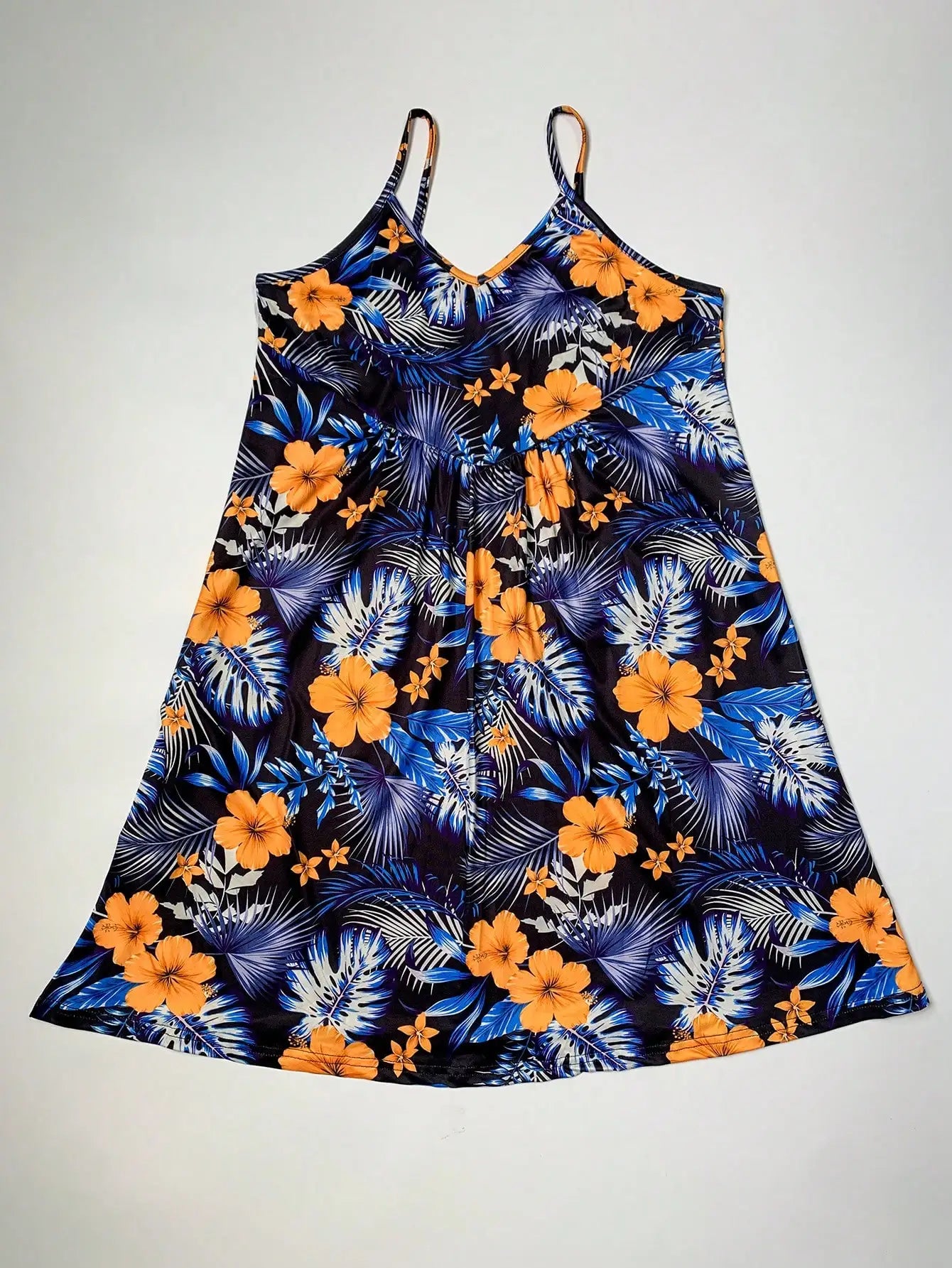 Tropical Print V-Neck Sundress