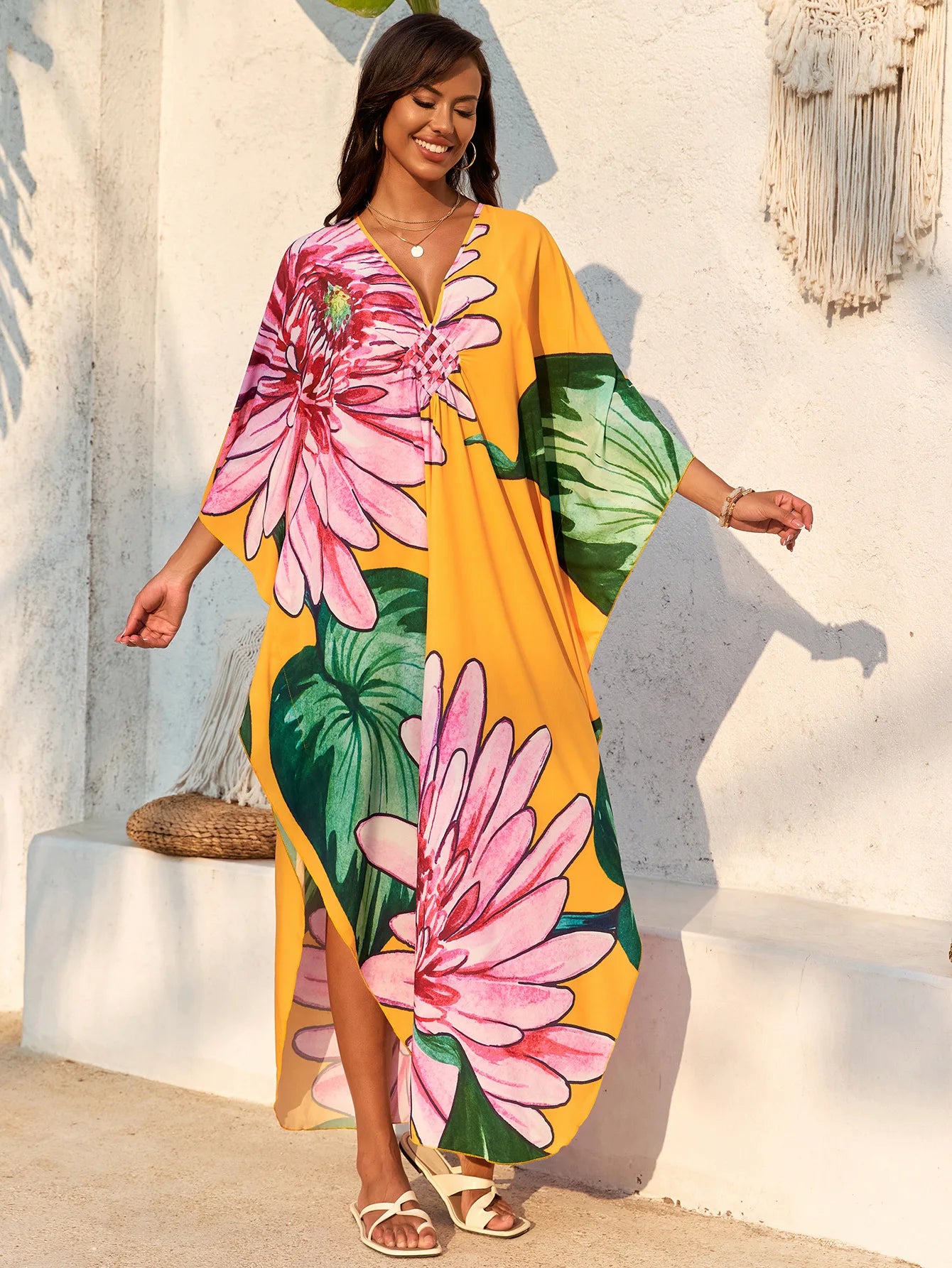 Women’s Flowing Caftan Cover-Up – Beach & Poolside Elegance