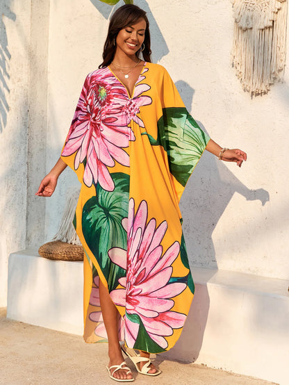 Women’s Flowing Caftan Cover-Up – Beach & Poolside Elegance