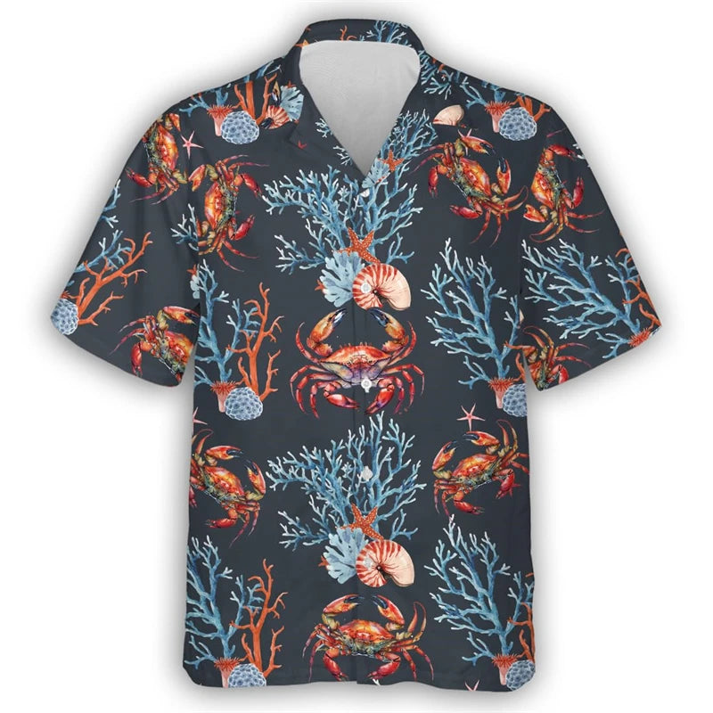 Men’s & Teens’ Coastal Print Button-Up Shirt – Vacation Ready