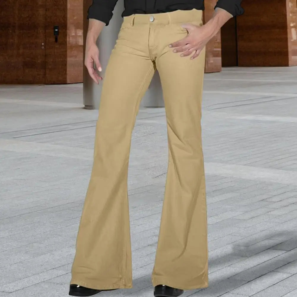 Men’s 70s Retro Flare Pants – Classic Bell Bottom Trousers – S – Black