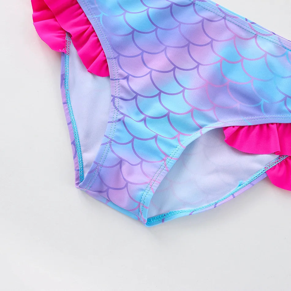 UV Baby Girl Swimsuit Two Piece Swimming Jumpsuit Ruffles Bathing Suit Summer Sleeveless Kids Swimwear for Girls 3-10 Years