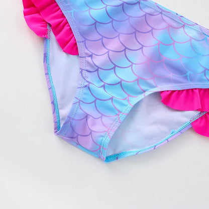 UV Baby Girl Swimsuit Two Piece Swimming Jumpsuit Ruffles Bathing Suit Summer Sleeveless Kids Swimwear for Girls 3-10 Years