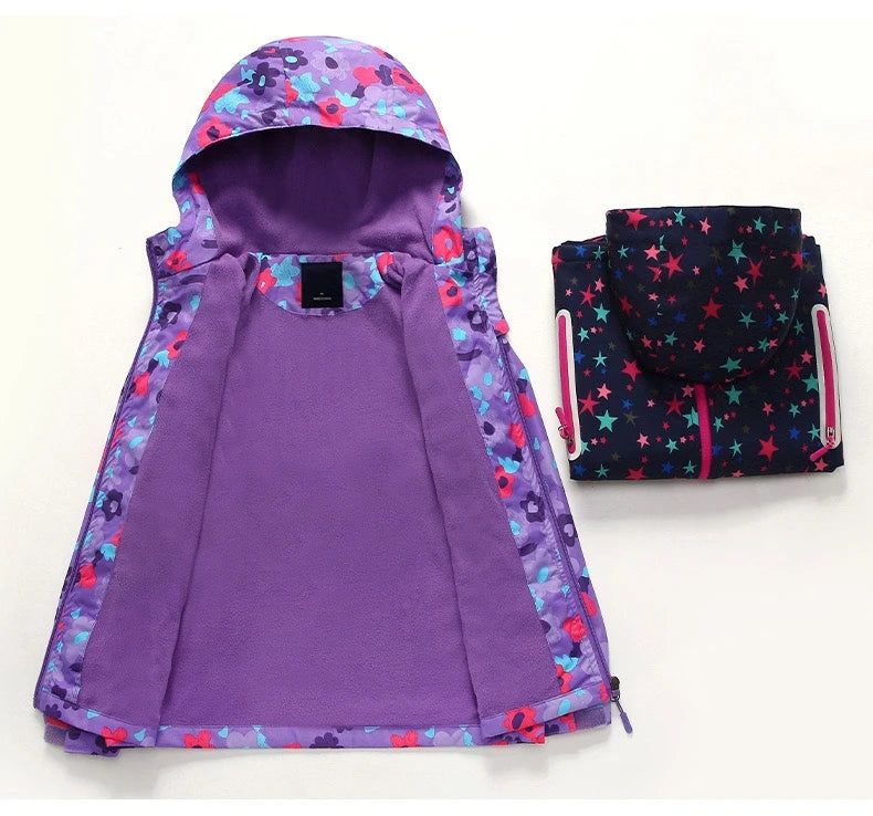 Girls' Polar Fleece Hooded Winter Jacket