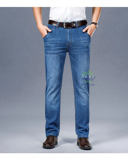 Brand Clothing High Quality Summer Cotton Men's Jeans Classic Business Straight Denim Black Pants Work Trouser Male Plus size 40