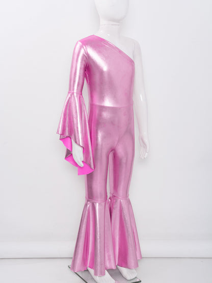Girls’ Metallic Bell Bottom Jumpsuit – Retro Theme Night Costume