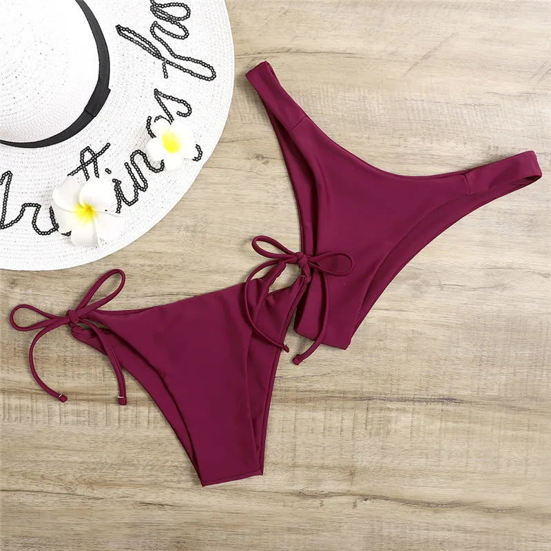 Women's 3-Piece Triangle Bikini Set – Tie Side Swimwear