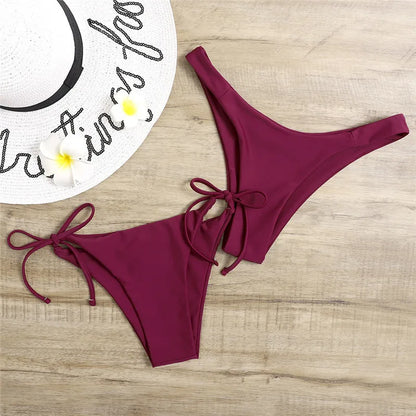 Women's 3-Piece Triangle Bikini Set – Tie Side Swimwear