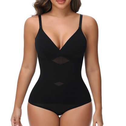 Women's Cross-Back Mesh Shapewear Bodysuit – Slimming Fit, Tummy Control