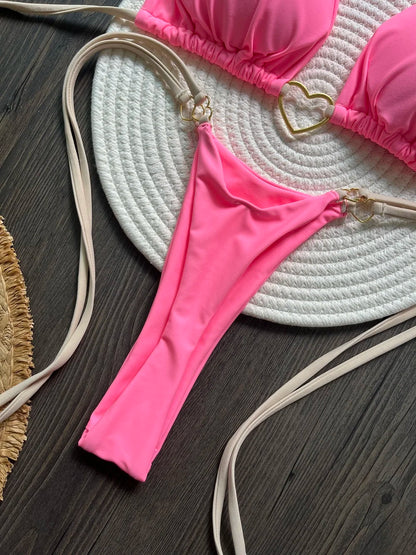 Halter Solid Triangle Bikini Set