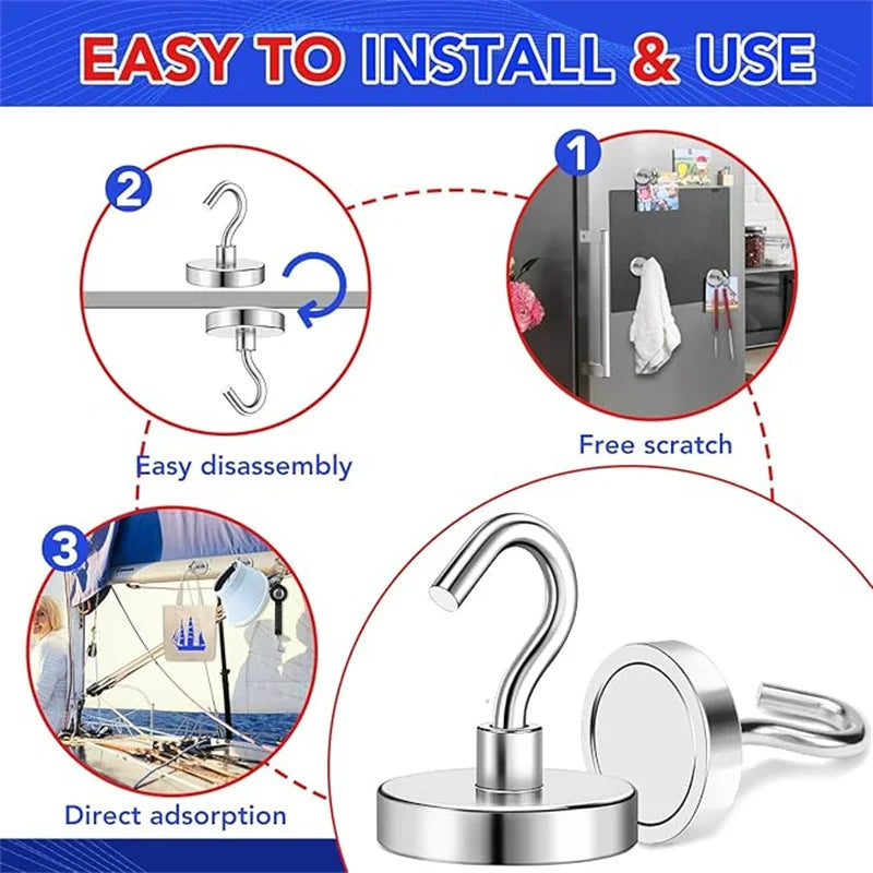 D25/D32/D36mm-Heavy Duty Magnets Hooks for Cruise Cabins, Strong Magnets with Hooks for Hanging, Metal Magnetic Grill Hooks Magn