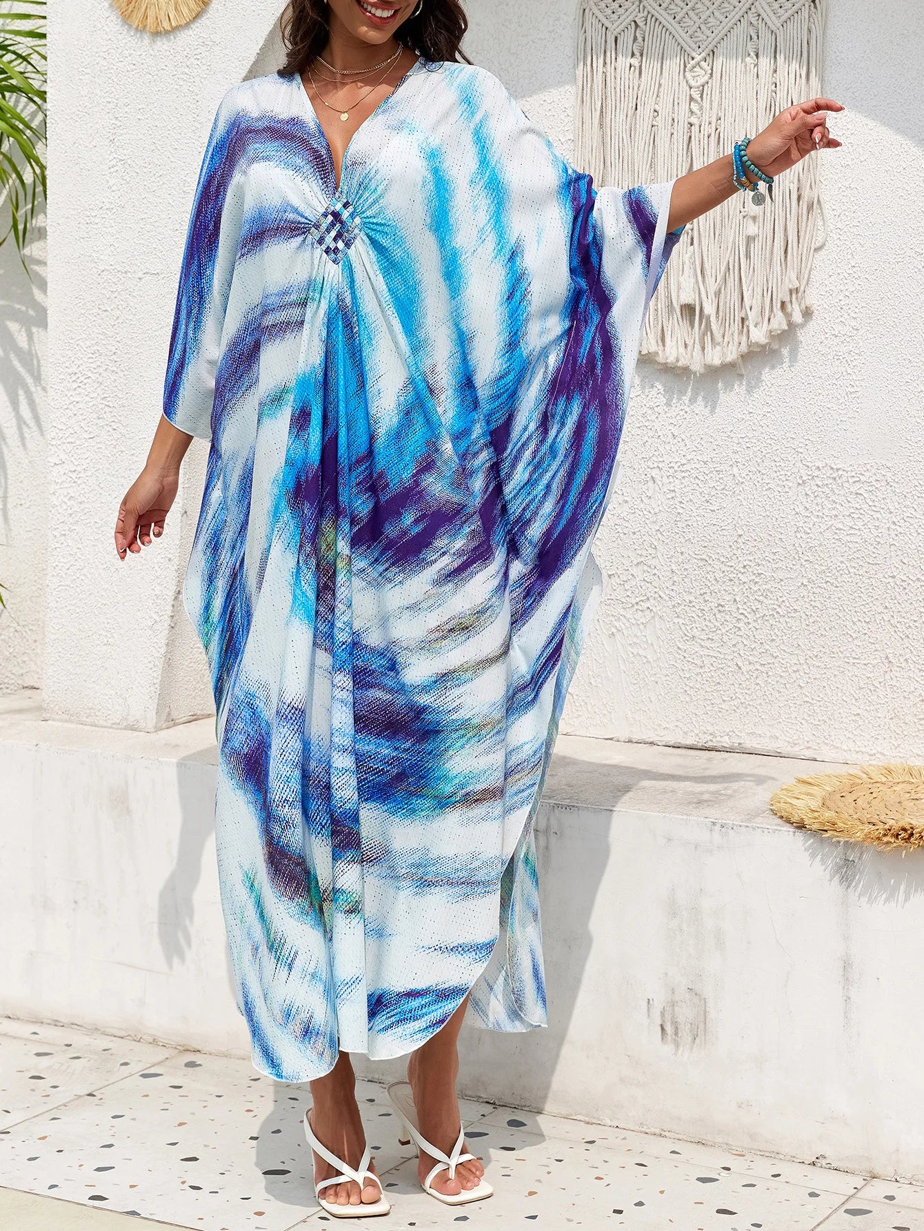 Women’s Flowing Caftan Cover-Up – Beach & Poolside Elegance