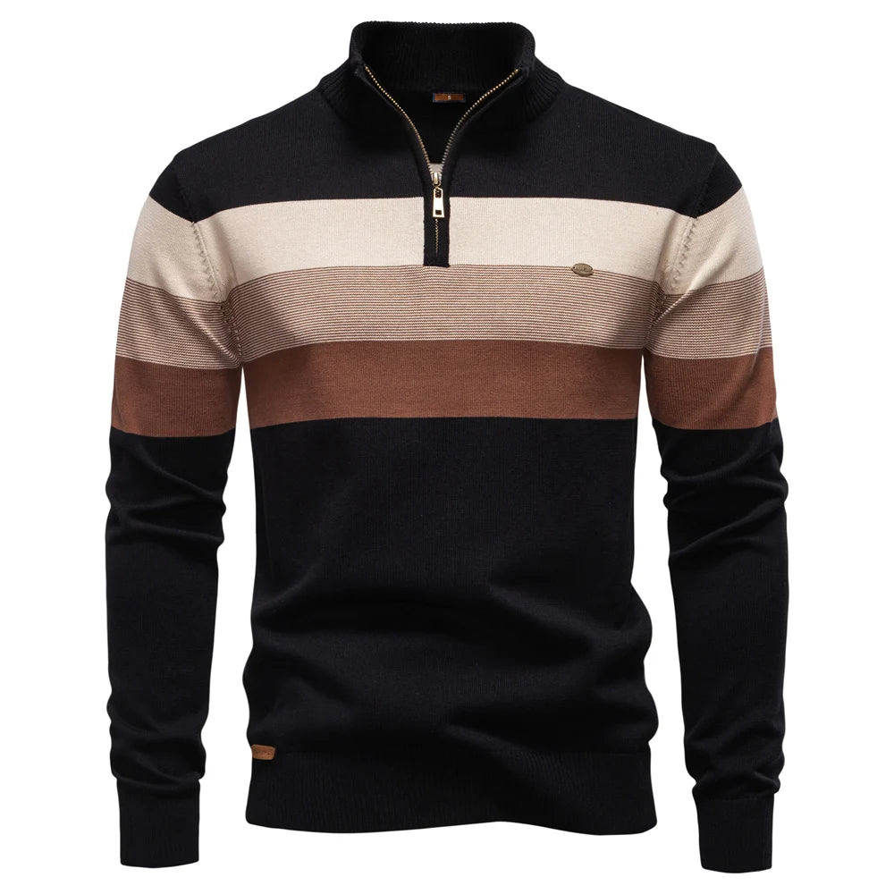 Men’s Quarter-Zip Mock Neck Knit Pullover – Long Sleeve
