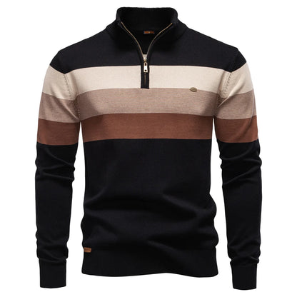 Men’s Quarter-Zip Mock Neck Knit Pullover – Long Sleeve
