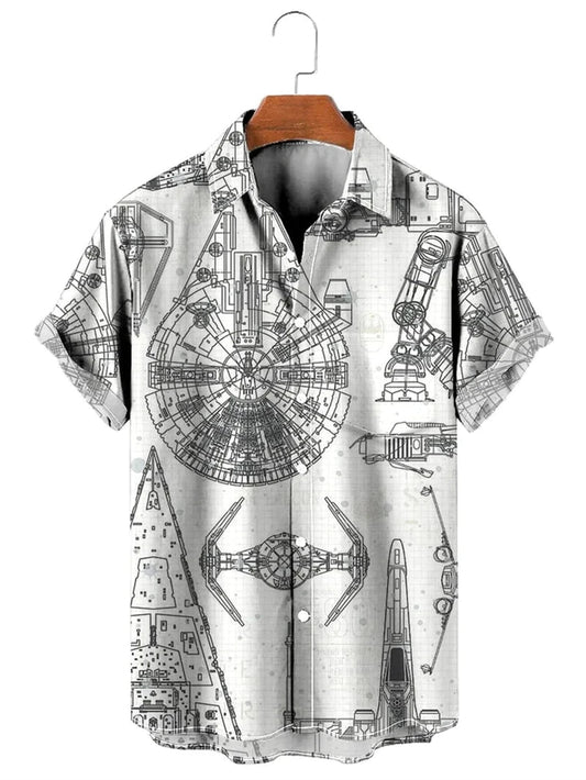 Shirt with Star Wars design on a hanger, labeled 'Asian Size'.