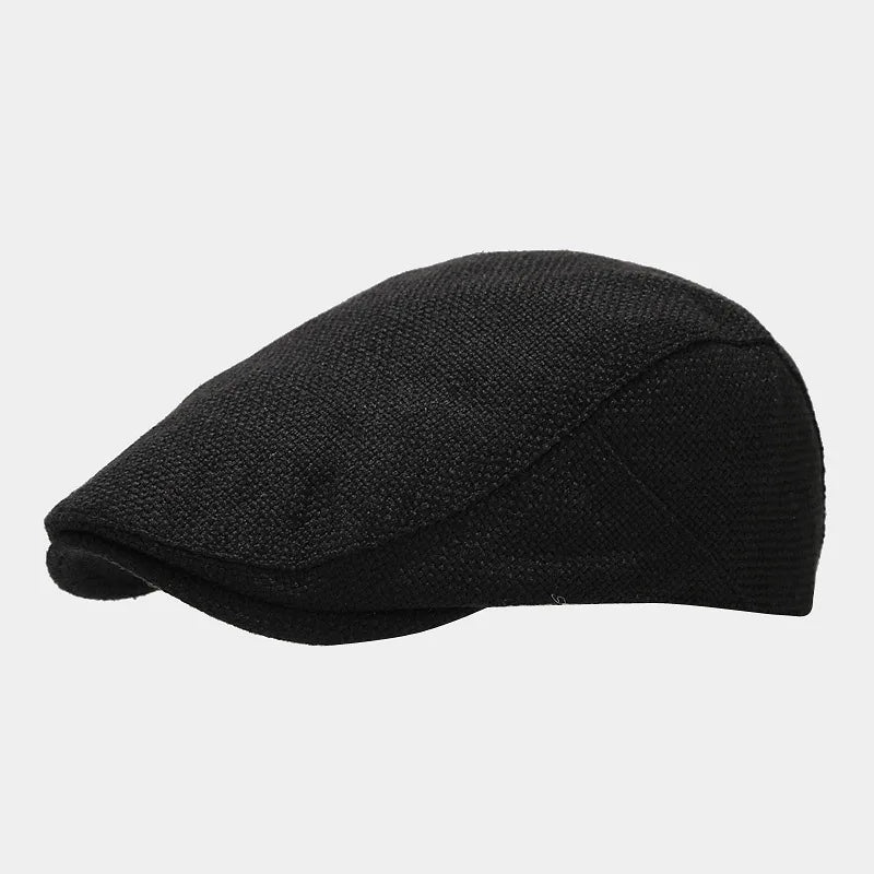 Men’s Adjustable Linen Flat Cap – Textured Casual Style