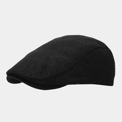 Men’s Adjustable Linen Flat Cap – Textured Casual Style