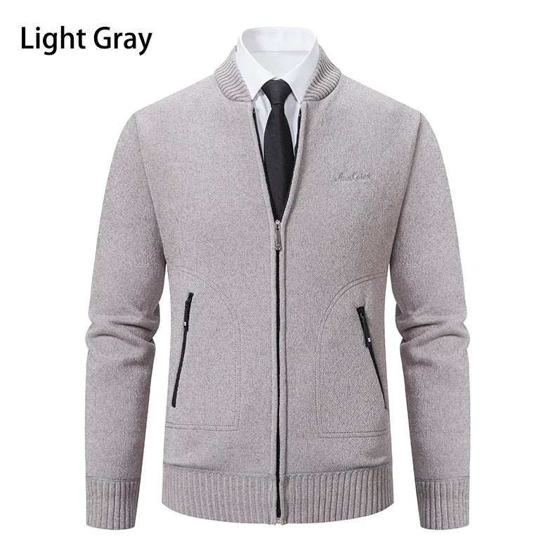 Men’s Stand-Collar Zip Knit Cardigan – Thick, Warm, Everyday Layer