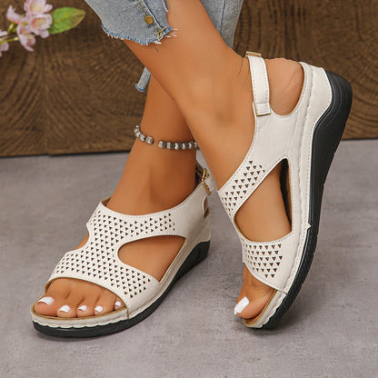 Women's Summer Comfort Wedge Sandals – Casual Open – Toe Cruise Shoes – Brown – 42