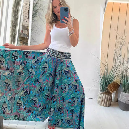 Women’s Floral Wide-Leg Pants – Boho Vacation Style