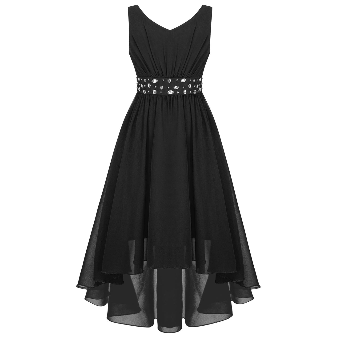 Girls’ Beaded Hi-Low Chiffon Dress – Flower Girl & Party