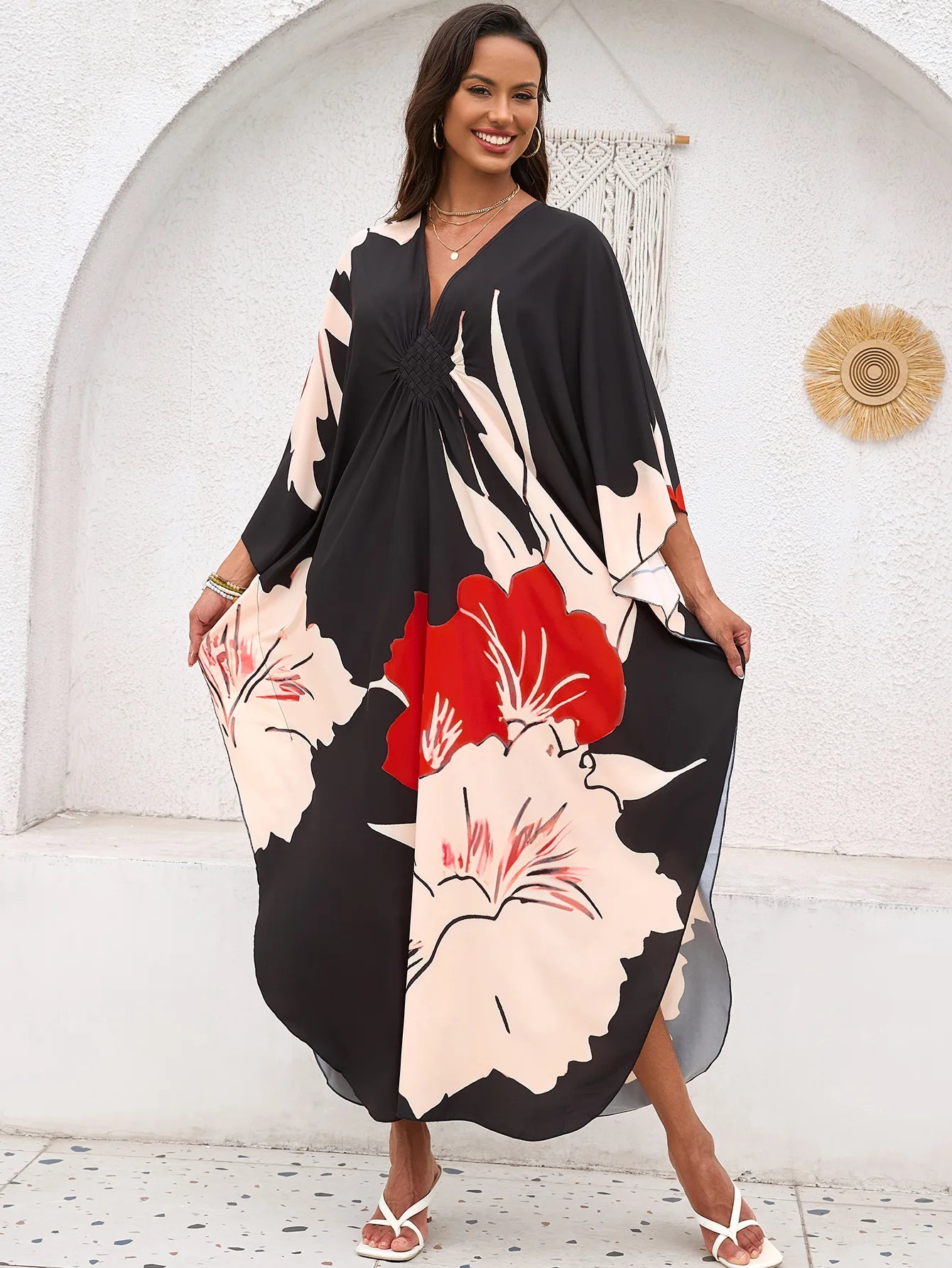 Women’s Flowing Caftan Cover-Up – Beach & Poolside Elegance