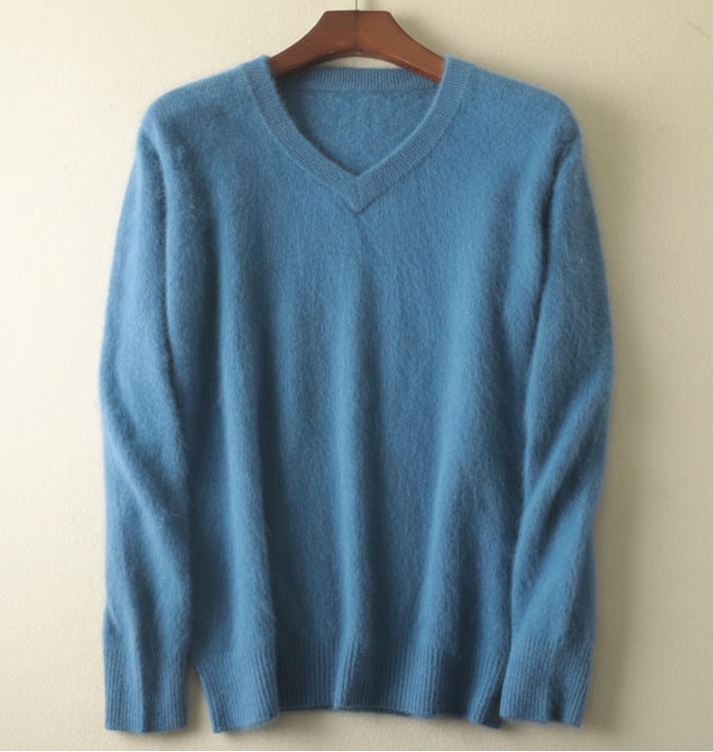 Men’s V-Neck Knit Pullover – Soft Touch, Smart Casual