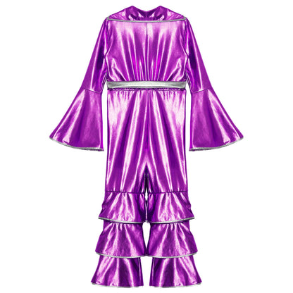 Girls’ Metallic Bell Bottom Jumpsuit – Retro Theme Night Costume