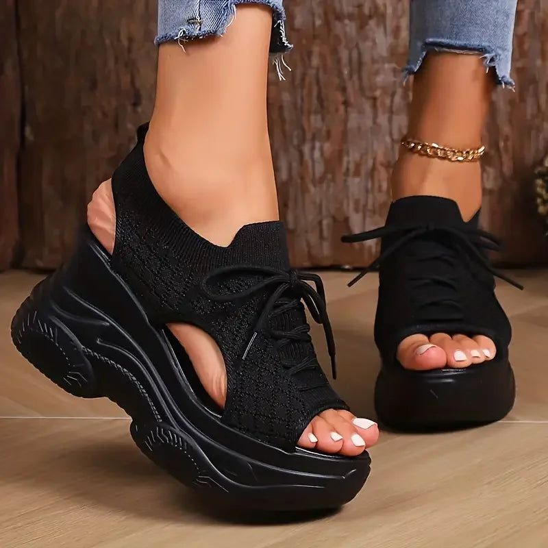 Women’s Platform Wedge Sandals – Lace-Up Casual Summer Shoes