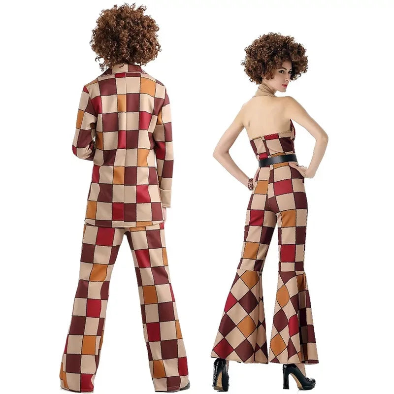 Retro 70s Disco Couple Costume Set – Men’s & Women’s Hippie Outfits