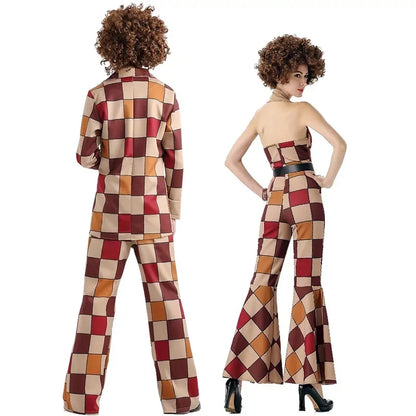 Retro 70s Disco Couple Costume Set – Men’s & Women’s Hippie Outfits