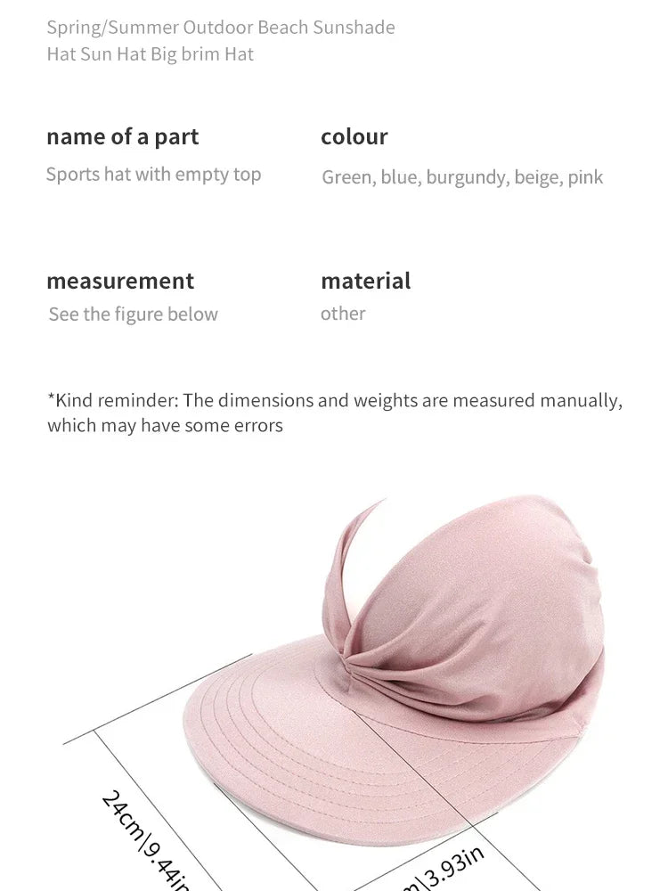 Women’s Foldable Sun Visor Hat – Wide Brim UV Protection