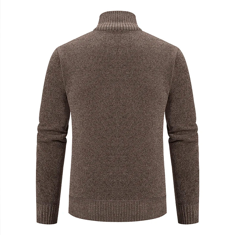 Men’s Stand-Collar Zip Knit Cardigan – Thick, Warm, Everyday Layer