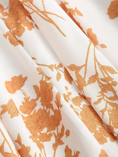 Women’s Floral A-Line Bow-Tie Dress – Sweetheart Neck, Adjustable Straps