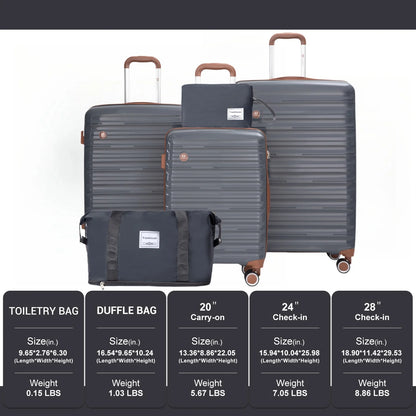 5-Piece Hardshell Luggage Set with Spinner Wheels & TSA Locks