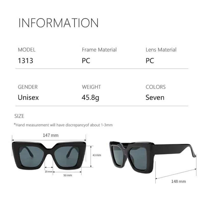 Oversized Square Sunglasses – UV400 Protection