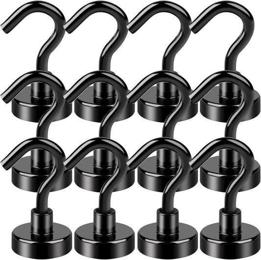 Magnetic Hooks,  Black Magnet Hooks Strong Neodymium Magnets with Hooks, Small Metal Magnetic Hooks for Refrigerator，Locker - The Dock Drop