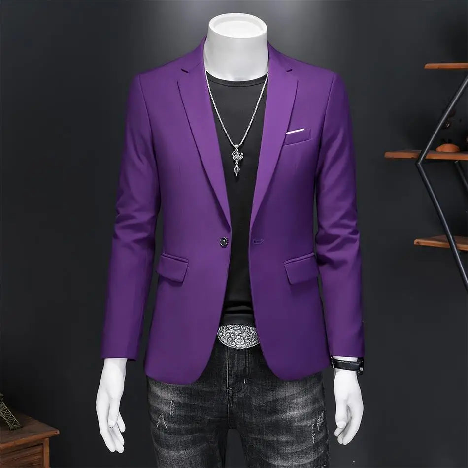 Men’s & Teens Solid Color Single-Button Blazer – Formal & Semi-Formal